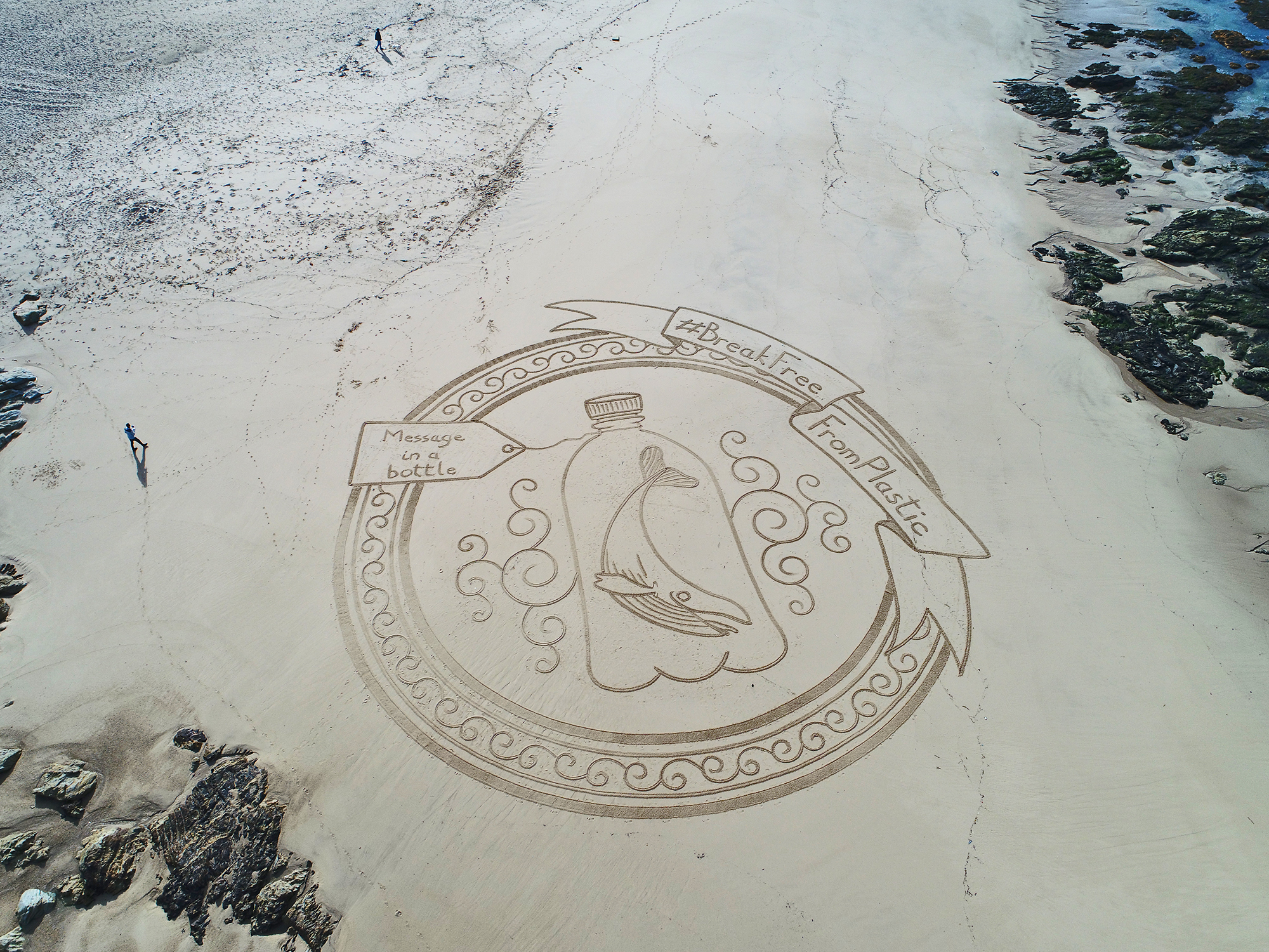 Plastic pollution beach art Portugal 1