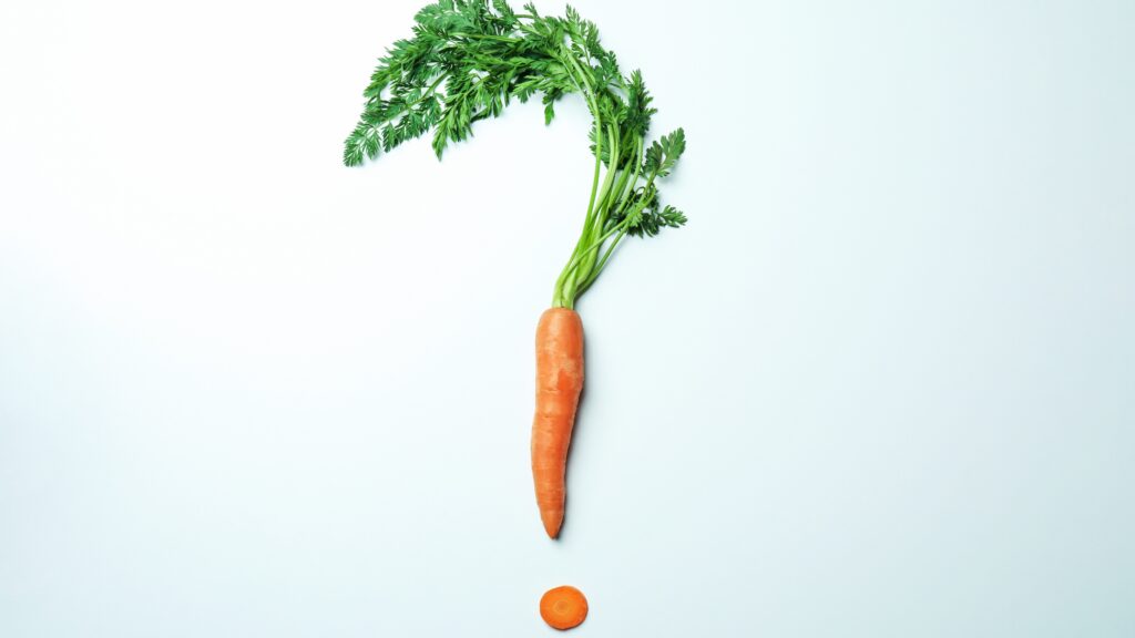 Carrot in the shape of a question mark.