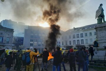 Farmers protesting in Brussels in February 2024.