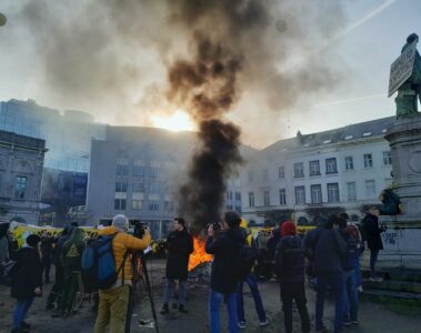 Farmers protesting in Brussels in February 2024.