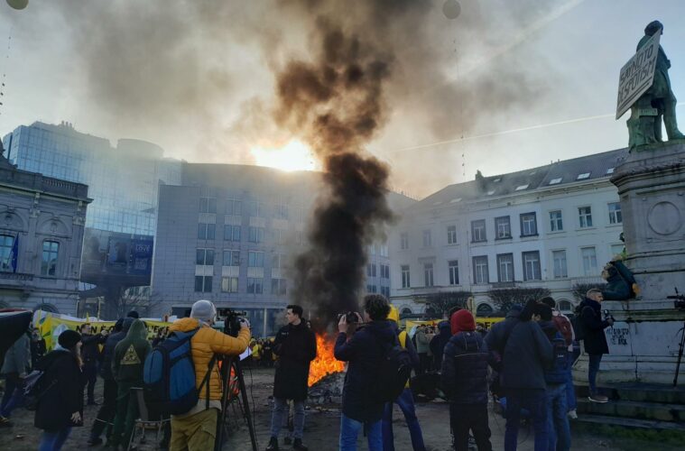 Farmers protesting in Brussels in February 2024.